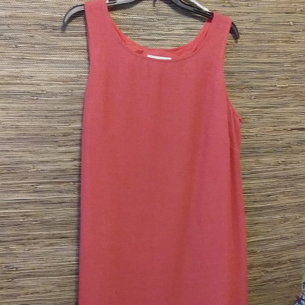 🧡 Donna Ricco Coral Sleeveless Midi Dress 16W – Lined, Side Slit, Elegant - Picture 2 of 11